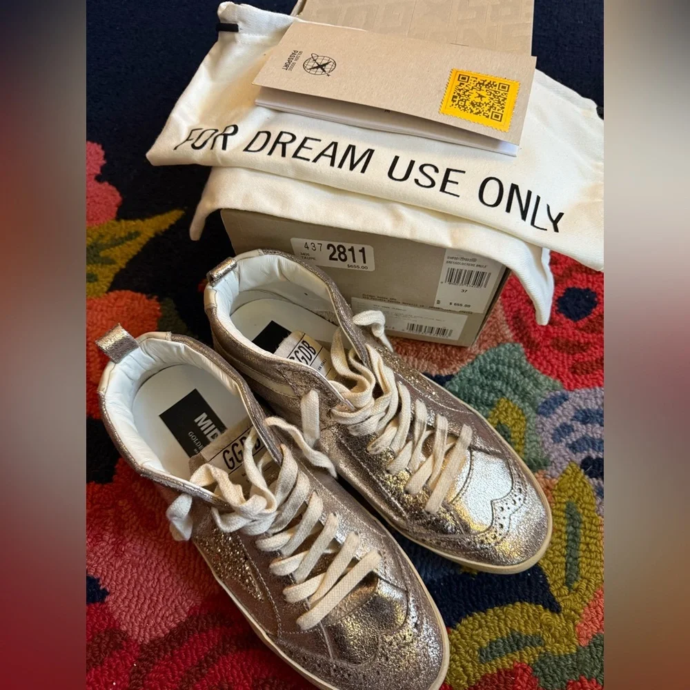 Golden Goose Midstar Private Grey Gold Creme Brule' Sneakers - Picture 2 of 15